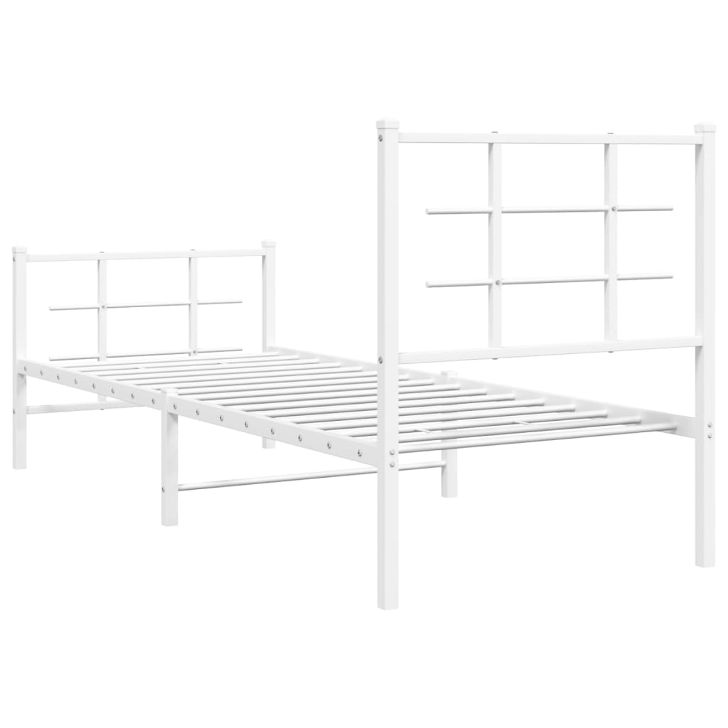 Metalni okvir kreveta uzglavlje i podnožje bijeli 80x200 cm