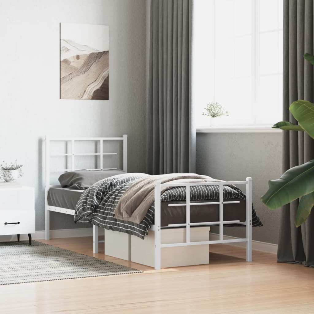 Metalni okvir kreveta uzglavlje i podnožje bijeli 80x200 cm