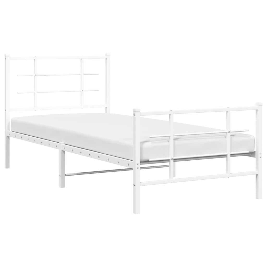 Metalni okvir kreveta uzglavlje i podnožje bijeli 90x190 cm
