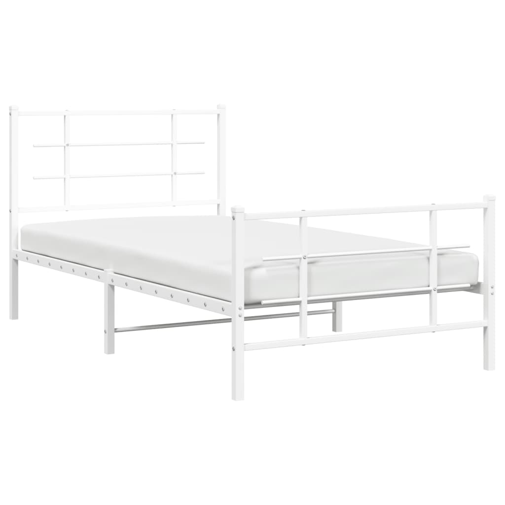 Metalni okvir kreveta uzglavlje i podnožje bijeli 100x200 cm