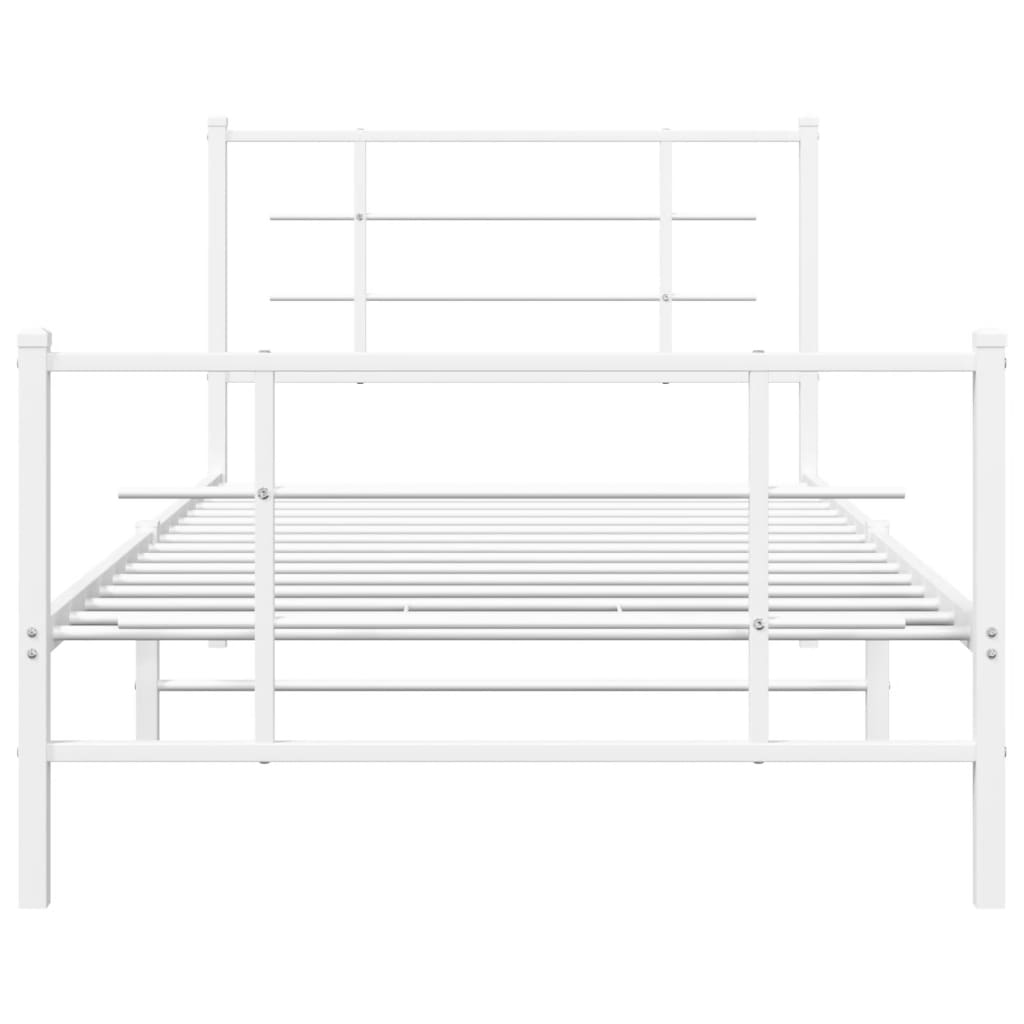 Metalni okvir kreveta uzglavlje i podnožje bijeli 100x200 cm