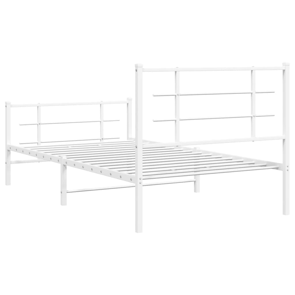 Metalni okvir kreveta uzglavlje i podnožje bijeli 100x200 cm