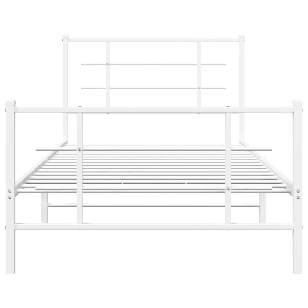 Metalni okvir kreveta uzglavlje i podnožje bijeli 107x203 cm