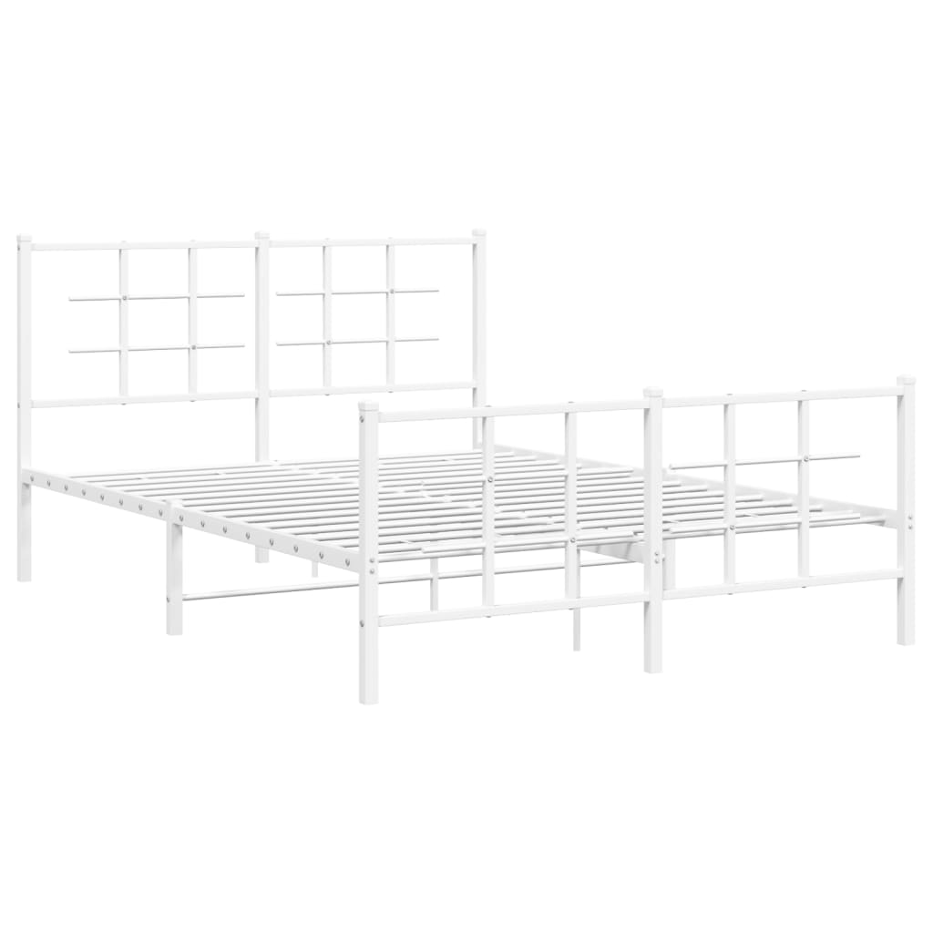 Metalni okvir kreveta uzglavlje i podnožje bijeli 140x200 cm
