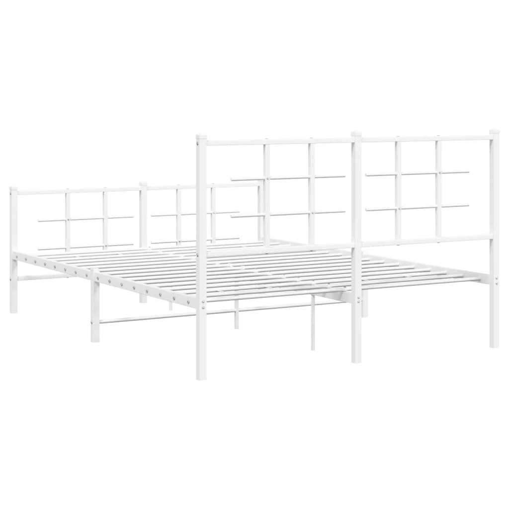 Metalni okvir kreveta uzglavlje i podnožje bijeli 140x200 cm