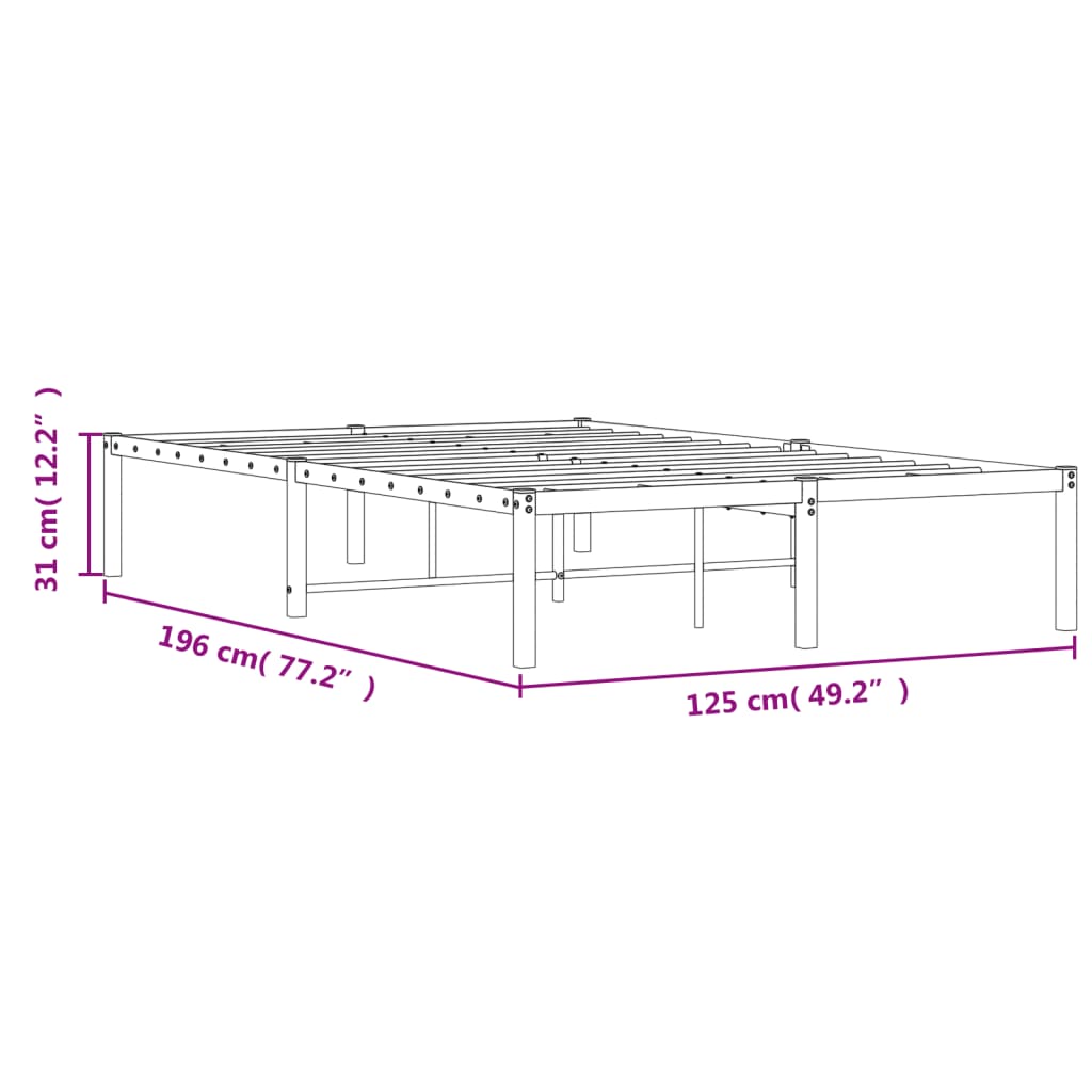 Metalni okvir za krevet crni 120 x 190 cm