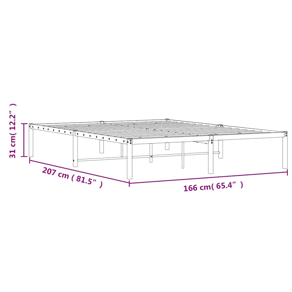Metalni okvir za krevet crni 160x200 cm