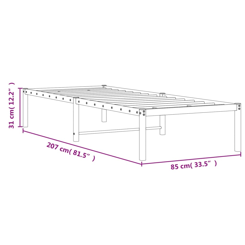 Metalni okvir za krevet bijeli 80x200 cm