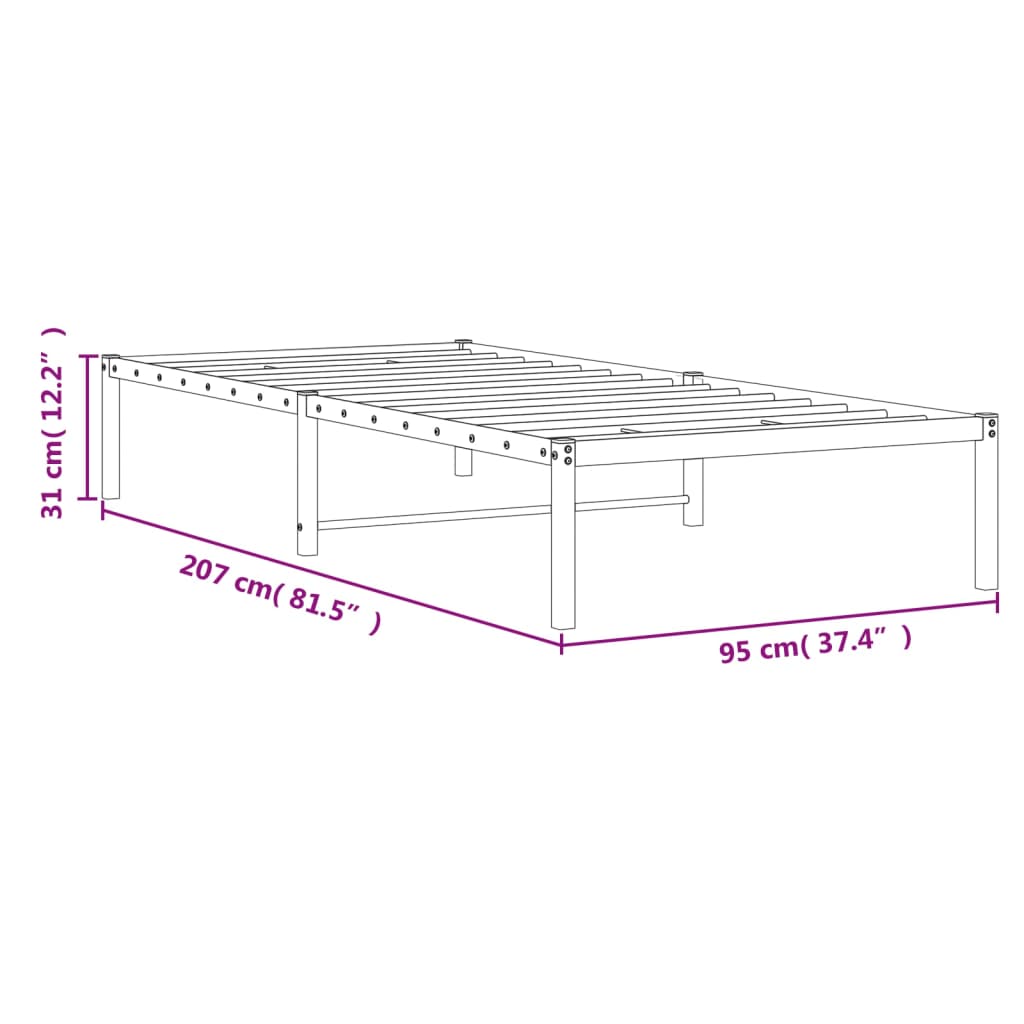 Metalni okvir za krevet bijeli 90x200 cm