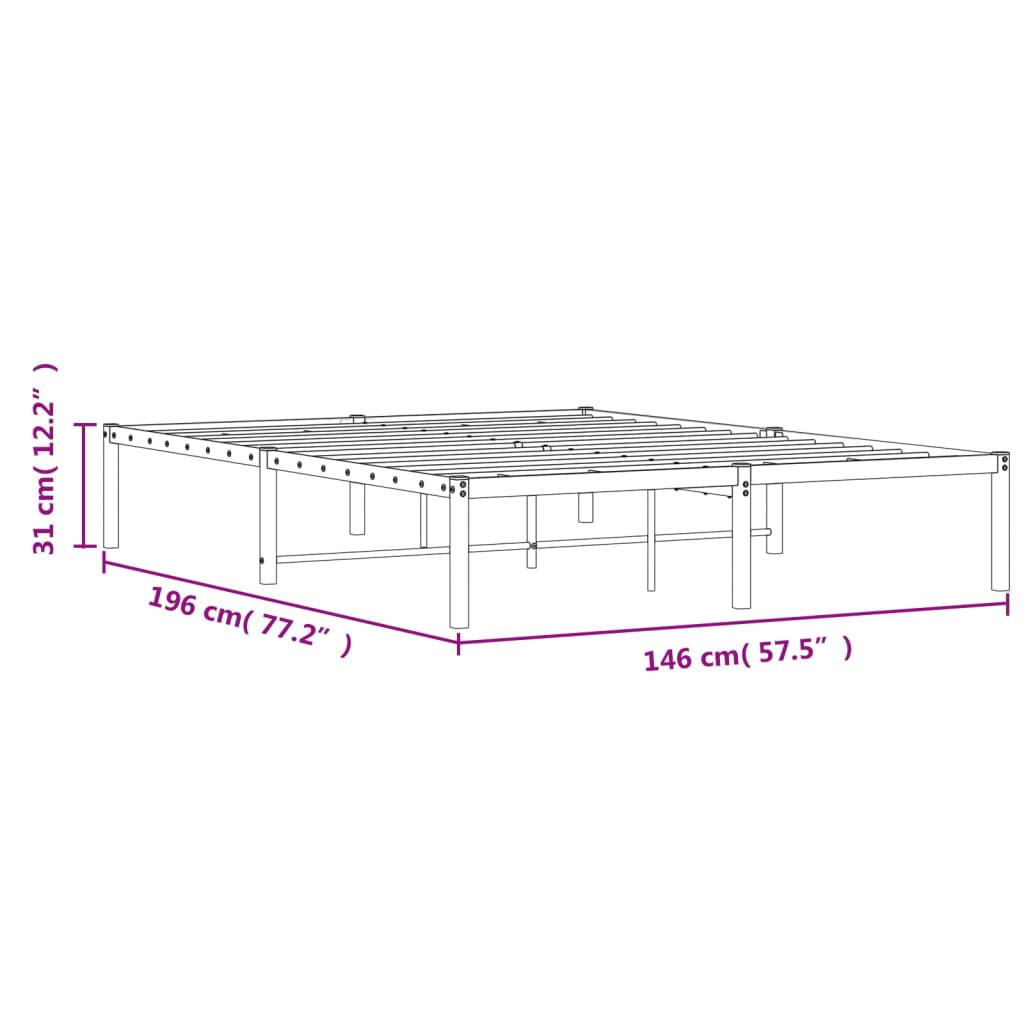 Metalni okvir za krevet bijeli 140 x 190 cm