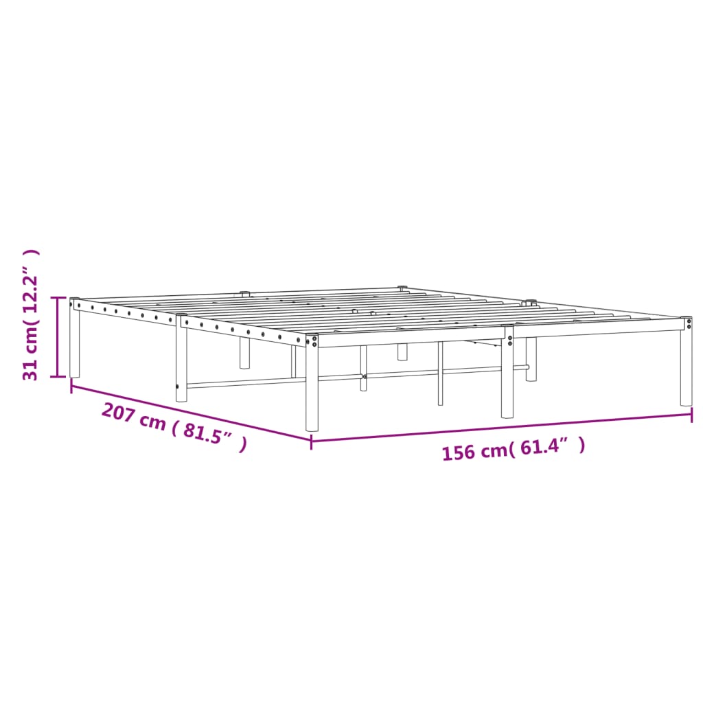 Metalni okvir za krevet bijeli 150x200 cm