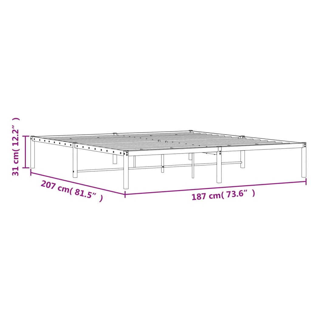 Metalni okvir za krevet bijeli 180x200 cm