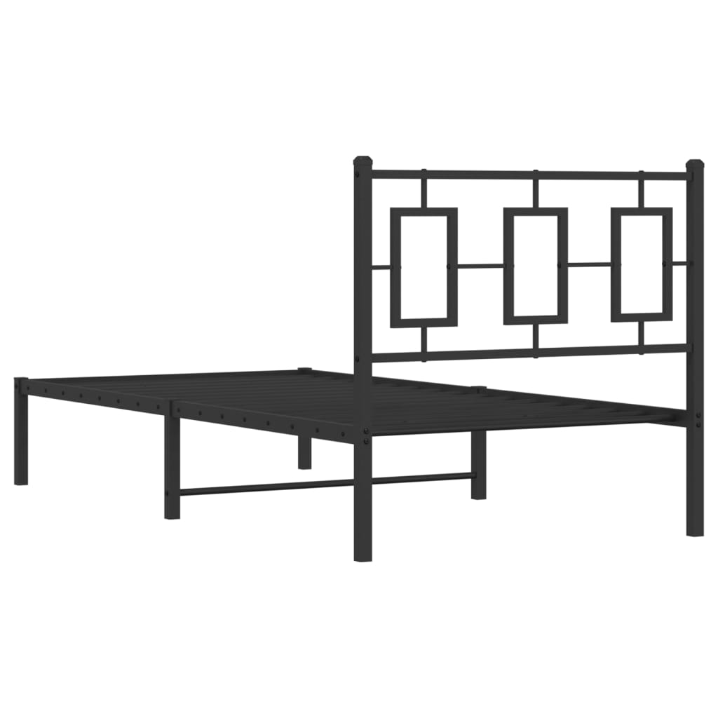 Metalni okvir za krevet s uzglavljem crni 90x190 cm