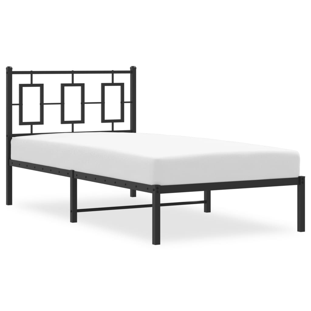 Metalni okvir za krevet s uzglavljem crni 90x200 cm