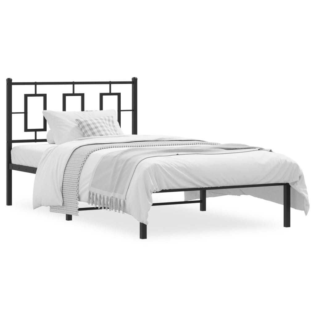 Metalni okvir za krevet s uzglavljem crni 100x200 cm