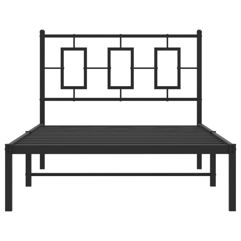 Metalni okvir za krevet s uzglavljem crni 100x200 cm