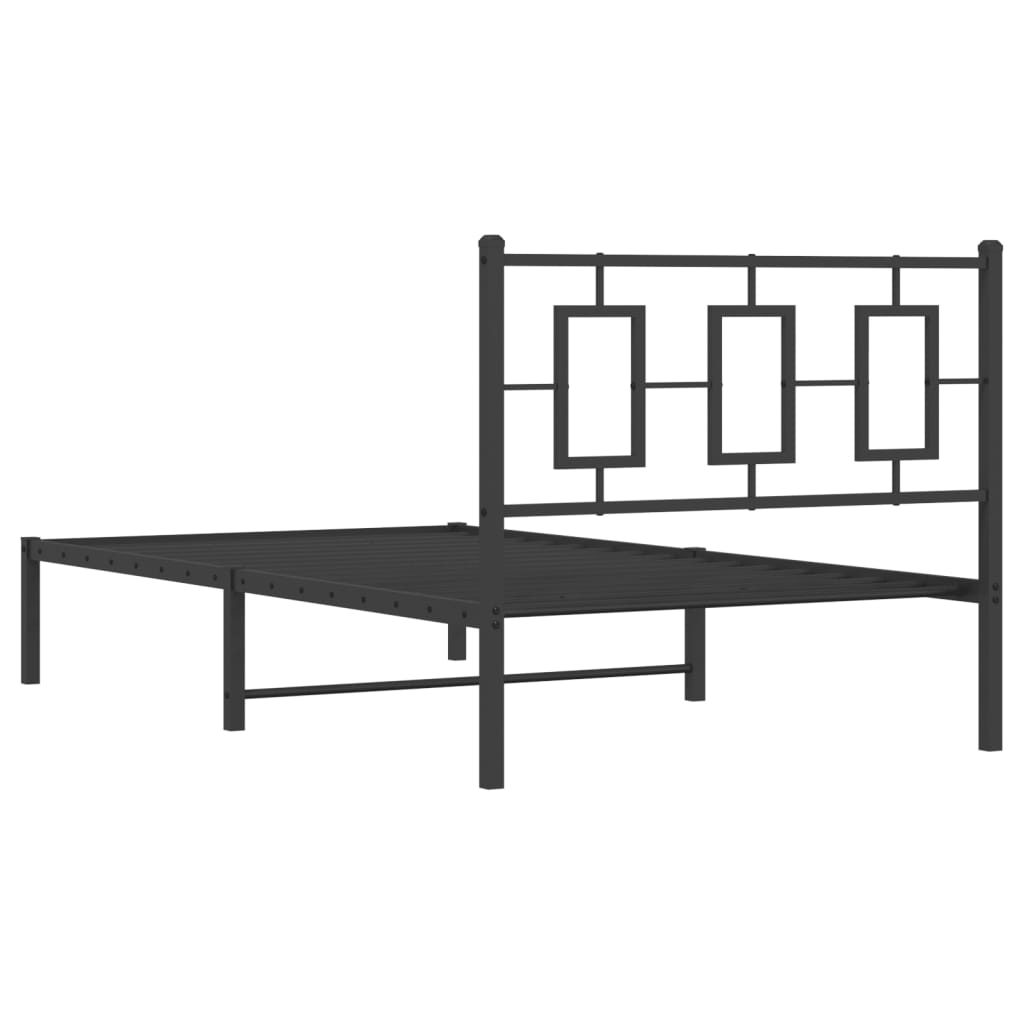 Metalni okvir za krevet s uzglavljem crni 100x200 cm