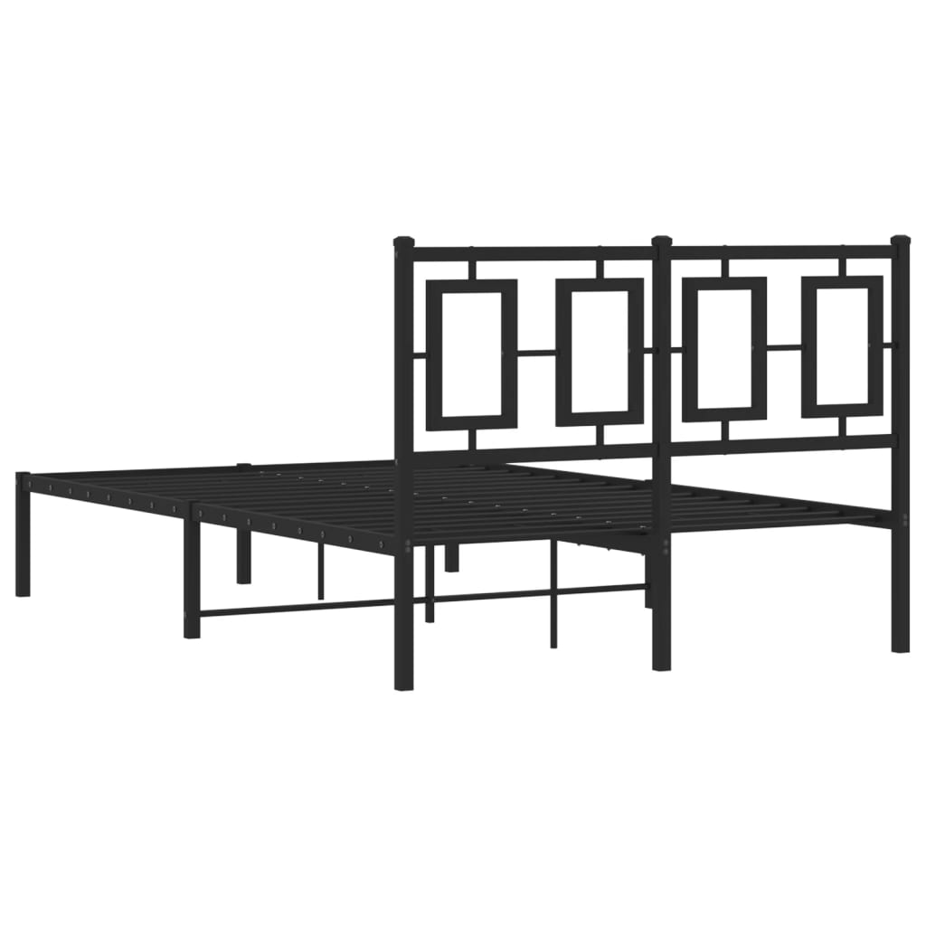 Metalni okvir za krevet s uzglavljem crni 120x190 cm
