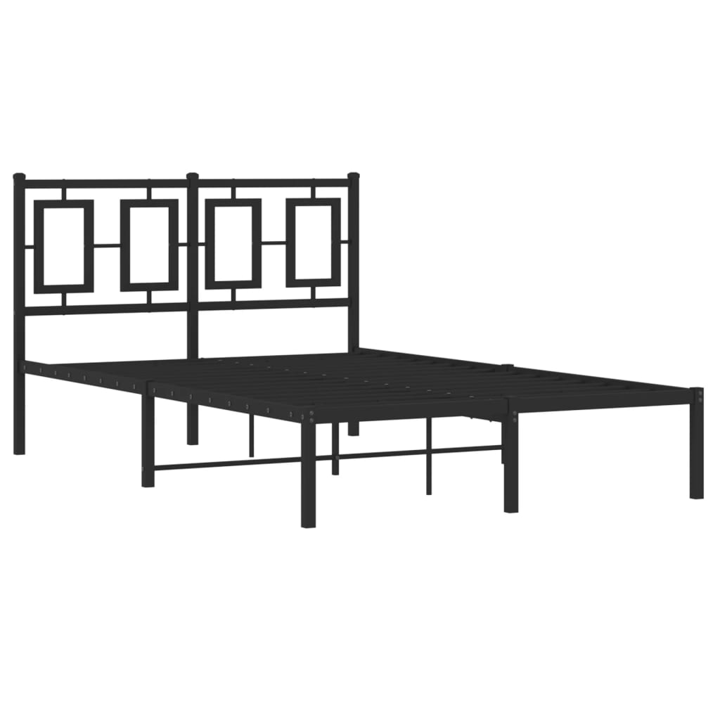 Metalni okvir za krevet s uzglavljem crni 120x200 cm