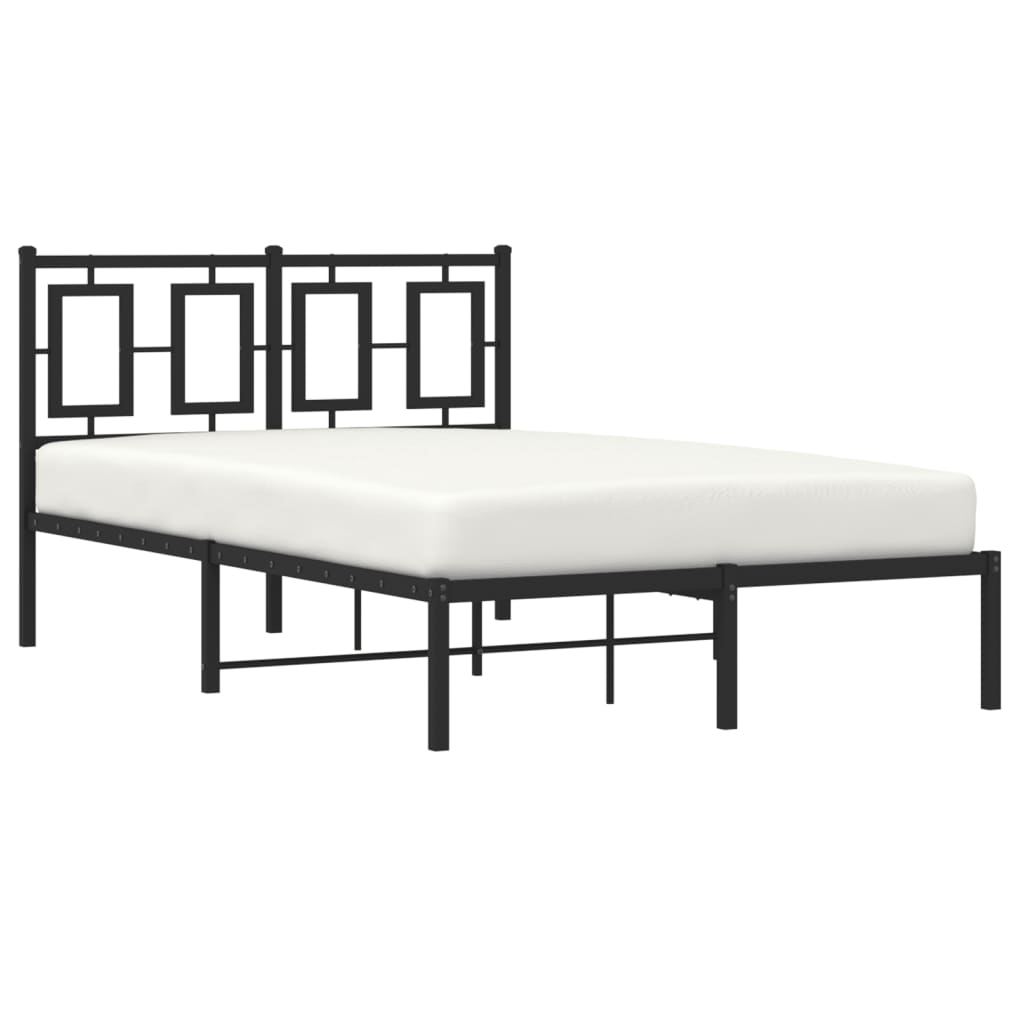 Metalni okvir za krevet s uzglavljem crni 120x200 cm