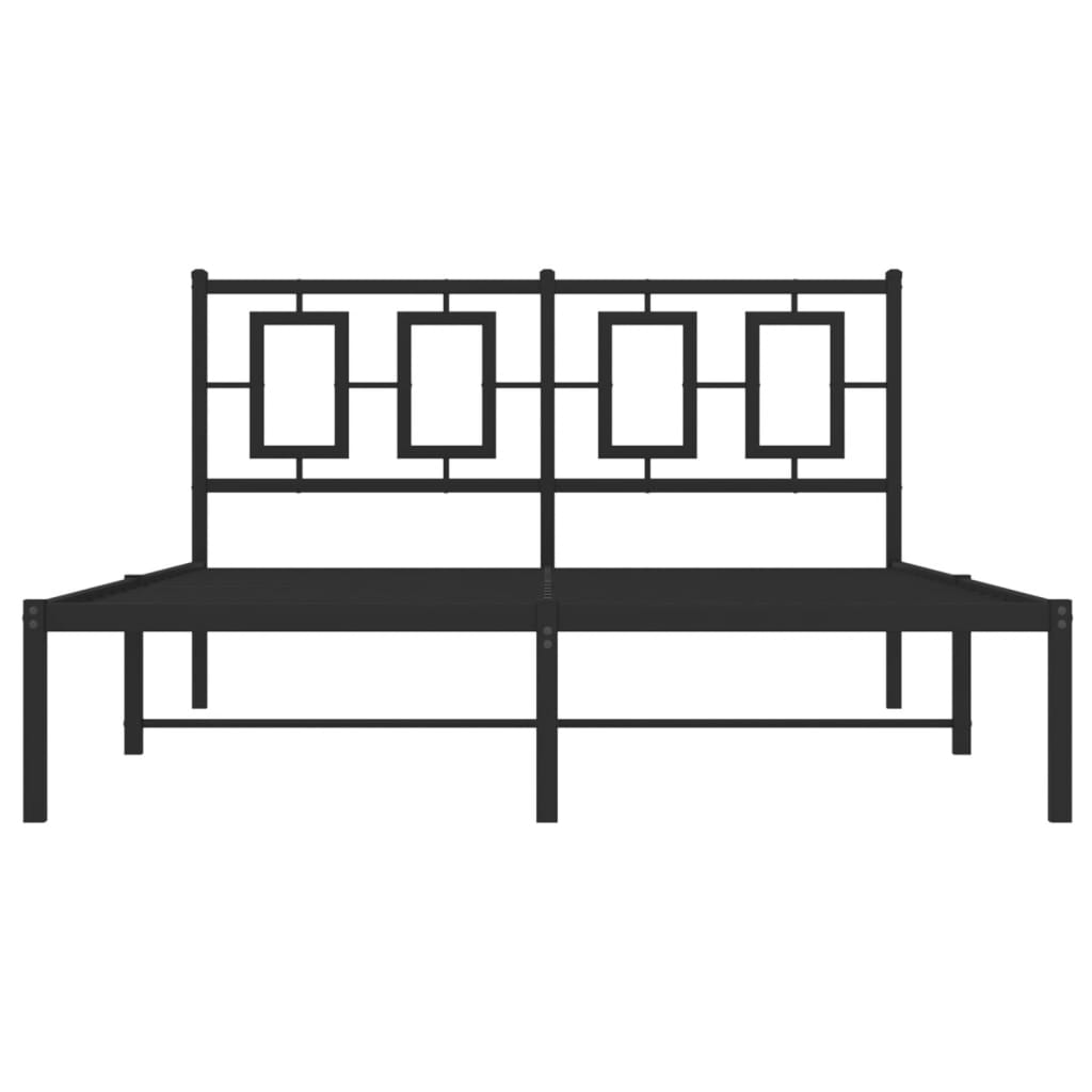 Metalni okvir za krevet s uzglavljem crni 135x190 cm