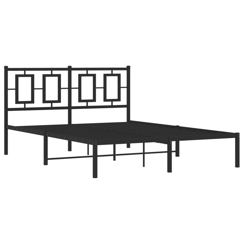 Metalni okvir za krevet s uzglavljem crni 140x200 cm