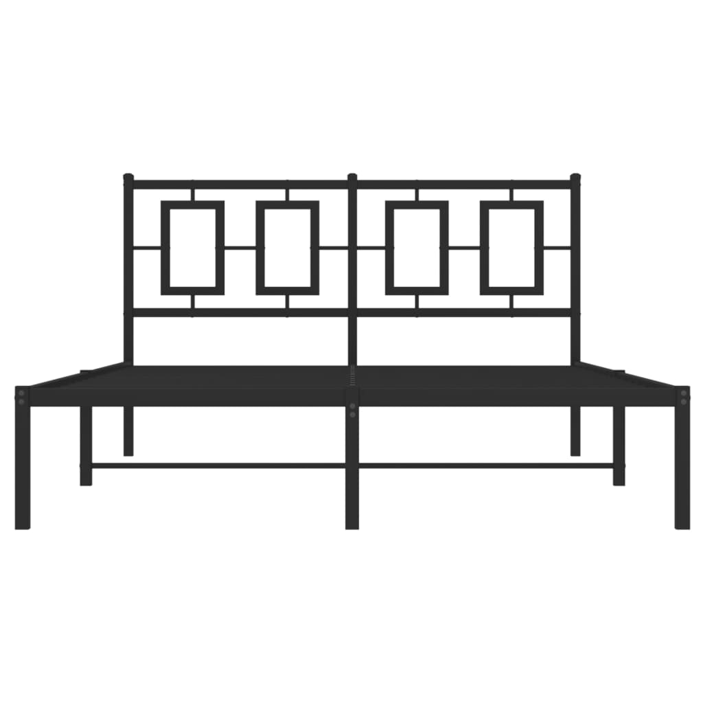 Metalni okvir za krevet s uzglavljem crni 140x200 cm