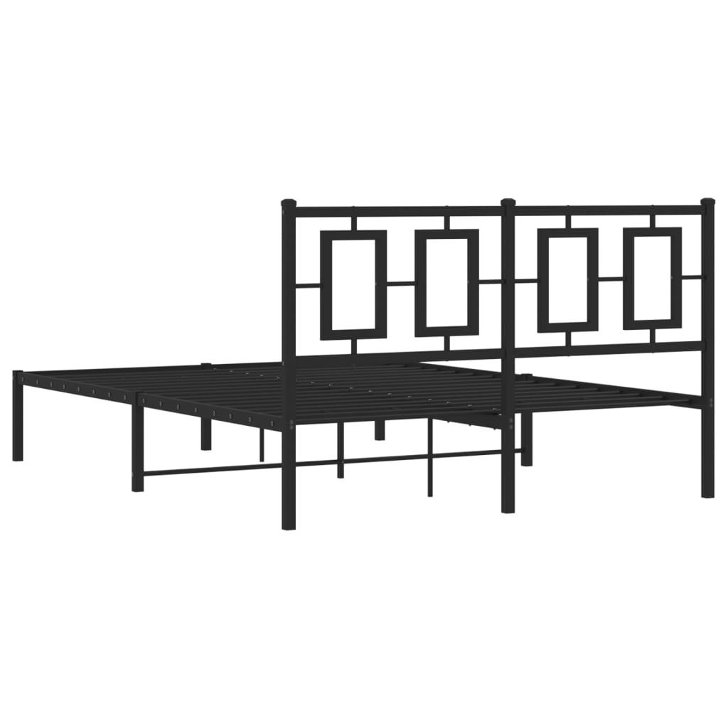 Metalni okvir za krevet s uzglavljem crni 140x200 cm