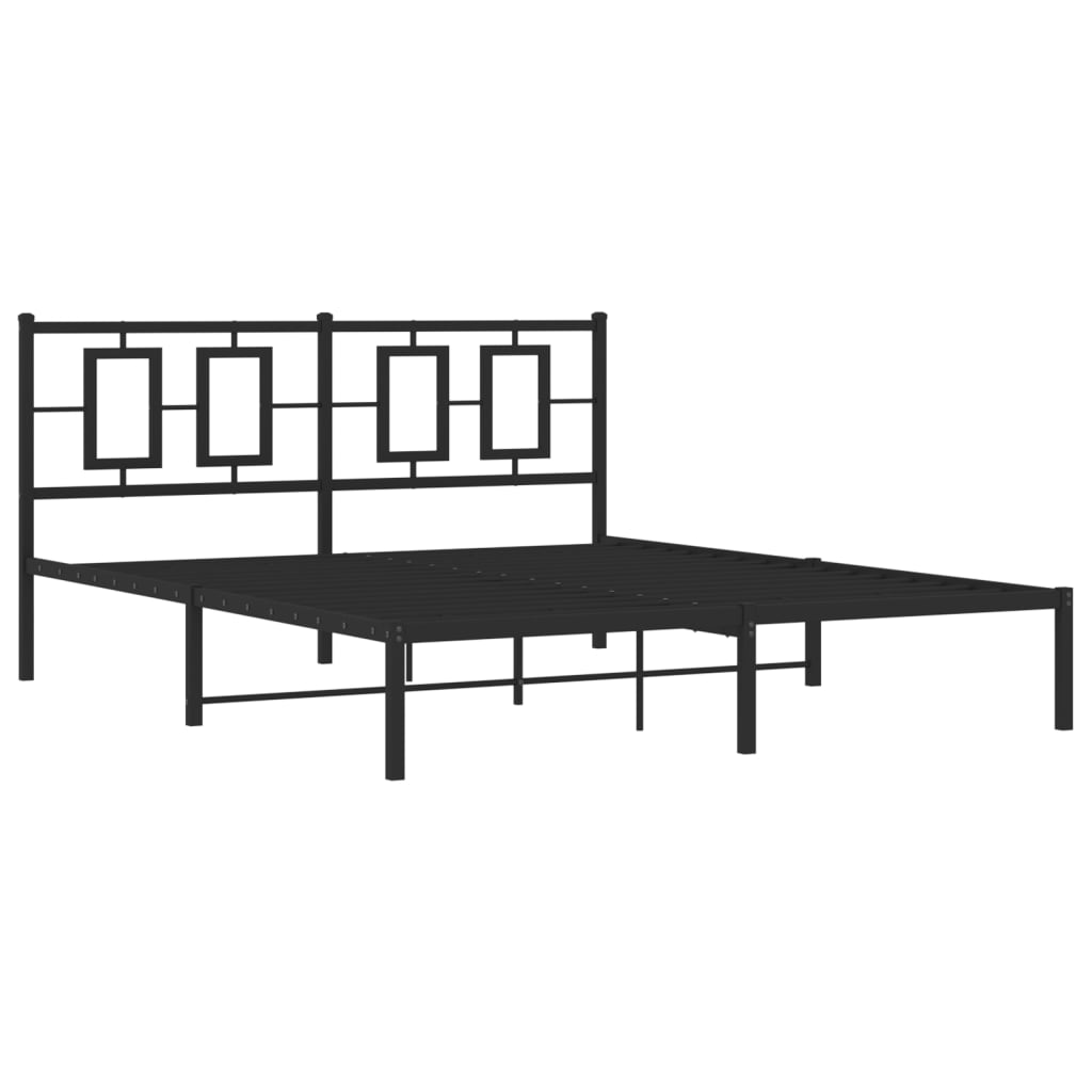 Metalni okvir za krevet s uzglavljem crni 150x200 cm