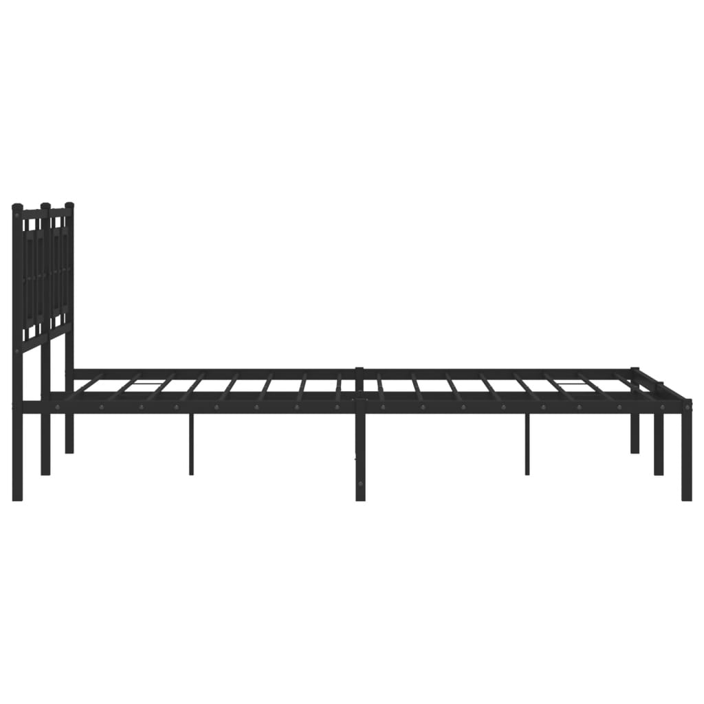 Metalni okvir za krevet s uzglavljem crni 150x200 cm