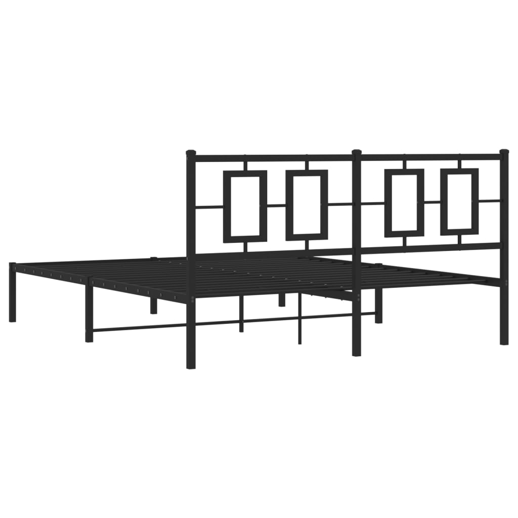 Metalni okvir za krevet s uzglavljem crni 150x200 cm