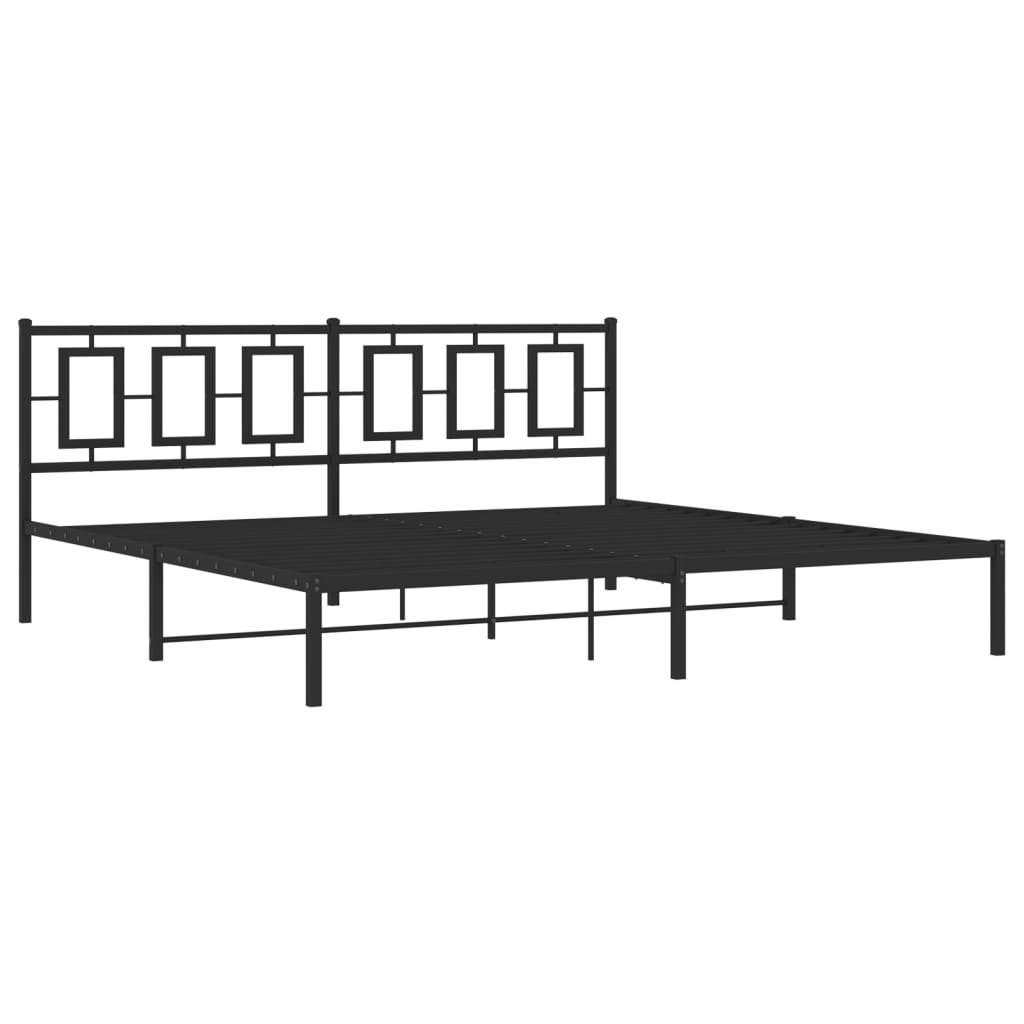 Metalni okvir za krevet s uzglavljem crni 200x200 cm