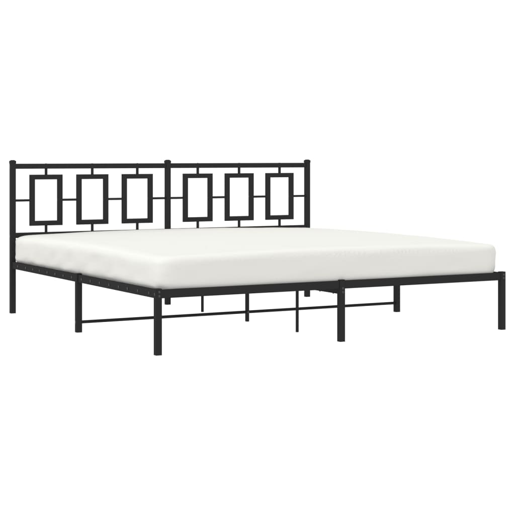 Metalni okvir za krevet s uzglavljem crni 200x200 cm