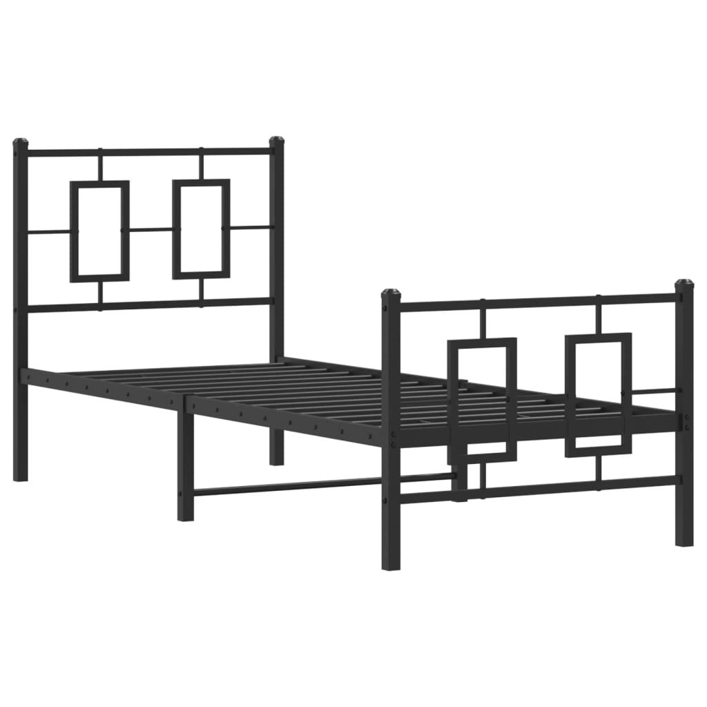 Metalni okvir kreveta uzglavlje i podnožje crni 75x190 cm