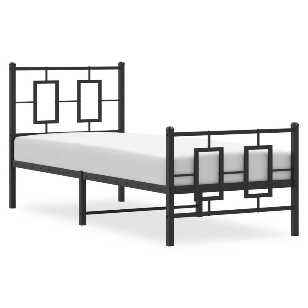 Metalni okvir kreveta uzglavlje i podnožje crni 75x190 cm