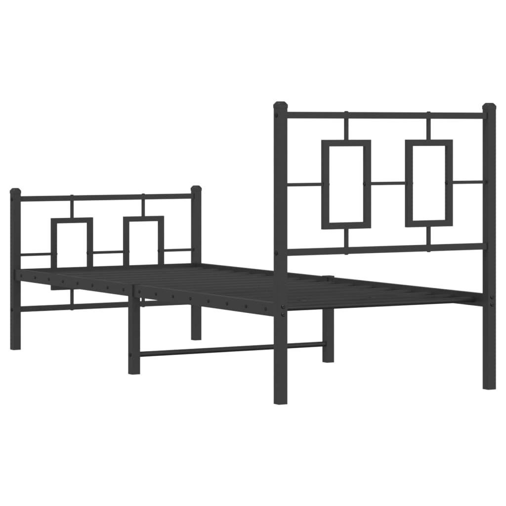 Metalni okvir kreveta uzglavlje i podnožje crni 75x190 cm