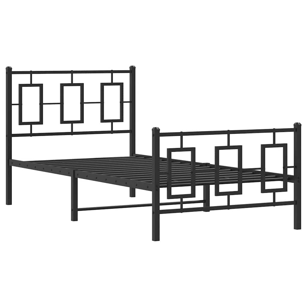 Metalni okvir kreveta uzglavlje i podnožje crni 90 x 200 cm