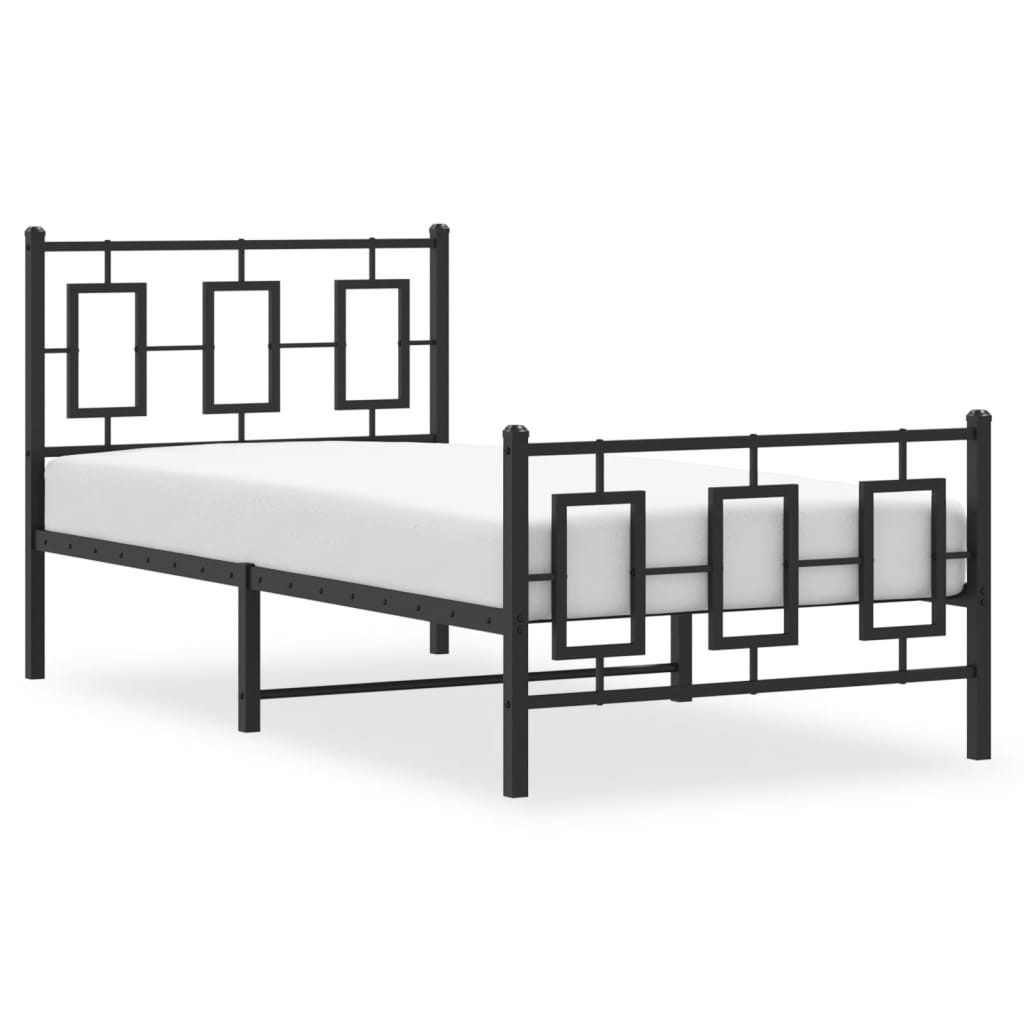 Metalni okvir kreveta uzglavlje i podnožje crni 90 x 200 cm