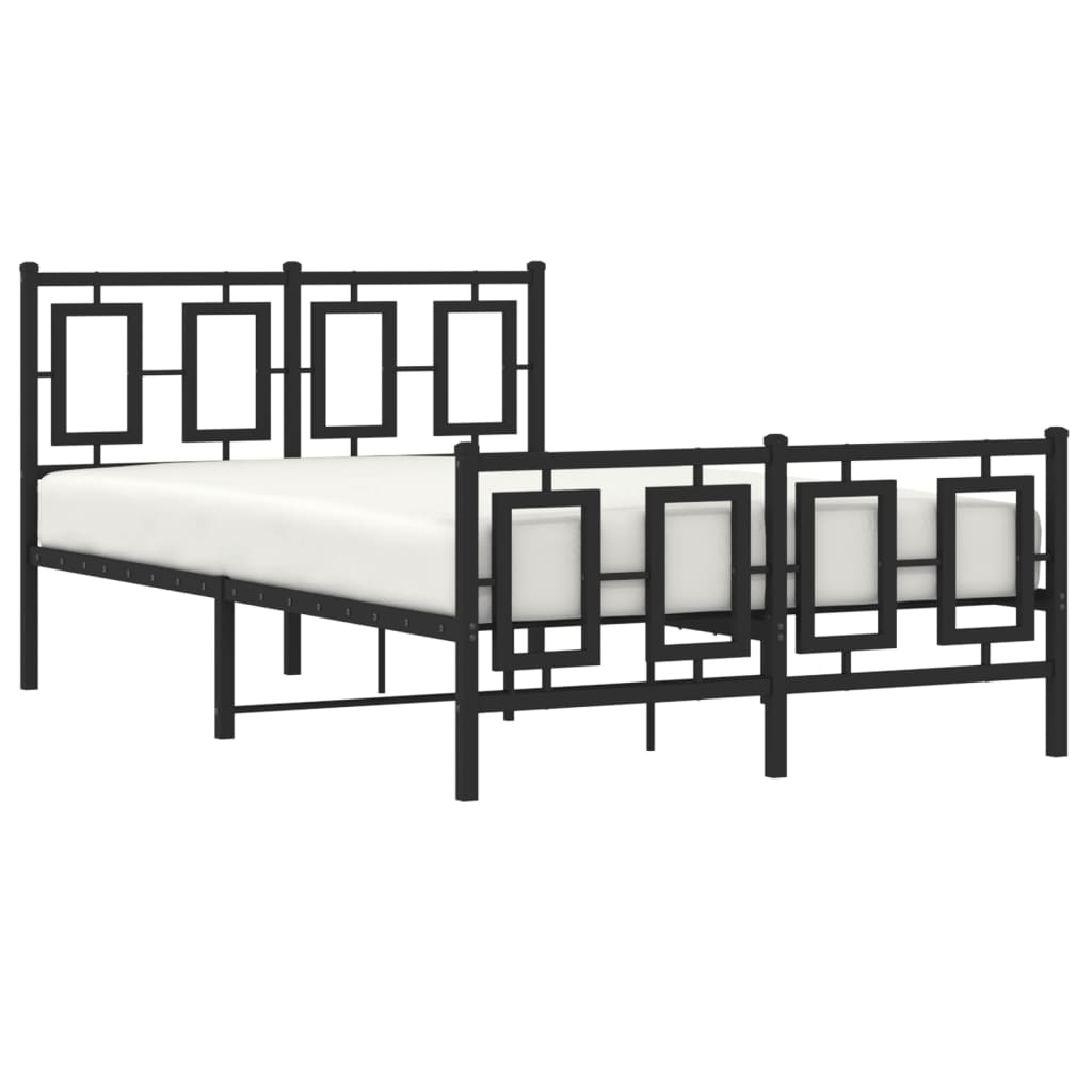Metalni okvir kreveta uzglavlje i podnožje crni 120x190 cm