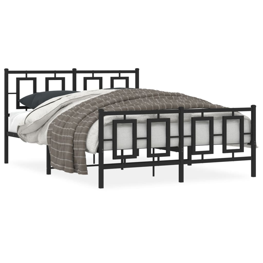Metalni okvir kreveta uzglavlje i podnožje crni 135x190 cm
