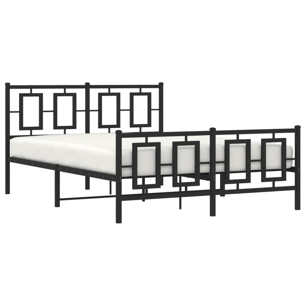Metalni okvir kreveta uzglavlje i podnožje crni 135x190 cm