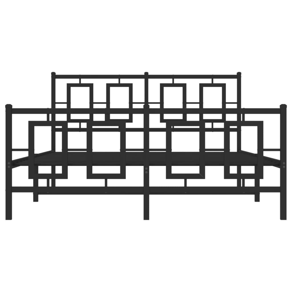 Metalni okvir kreveta uzglavlje i podnožje crni 135x190 cm