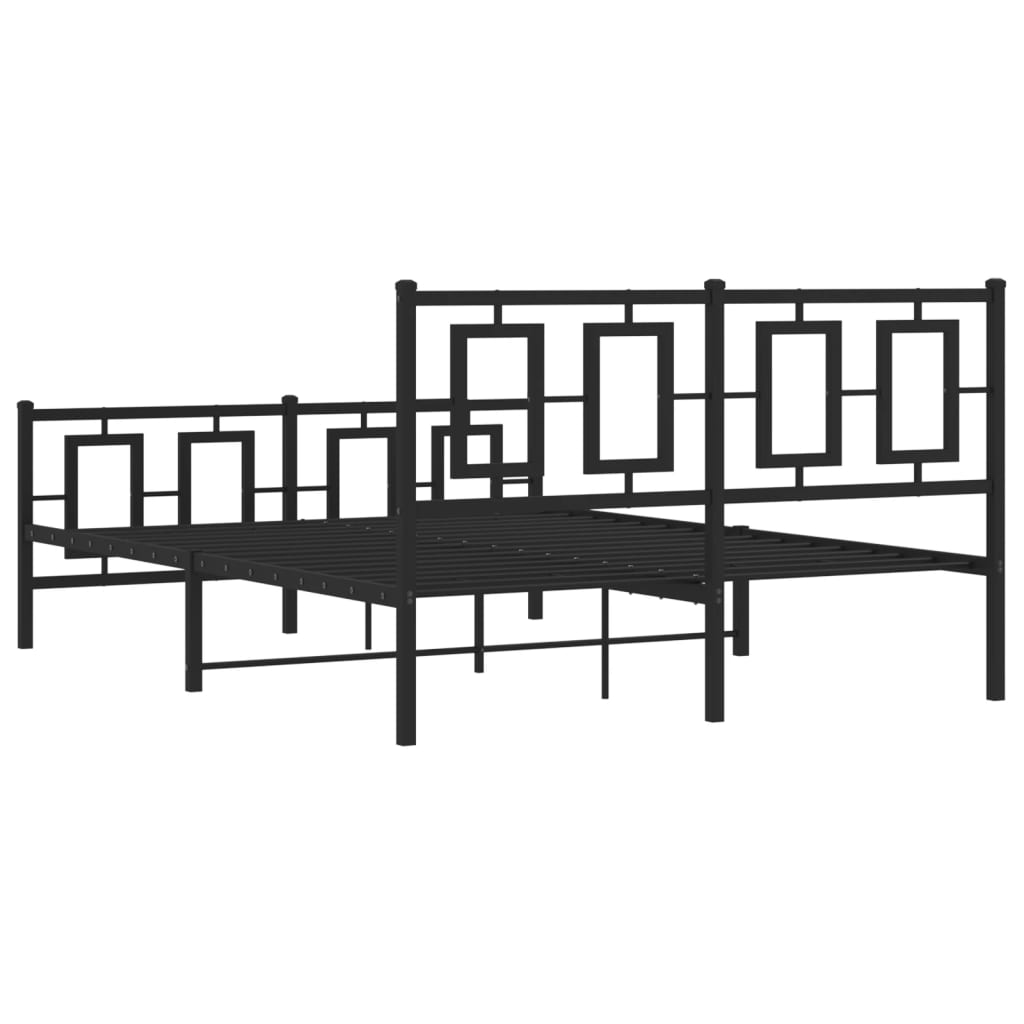 Metalni okvir kreveta uzglavlje i podnožje crni 135x190 cm