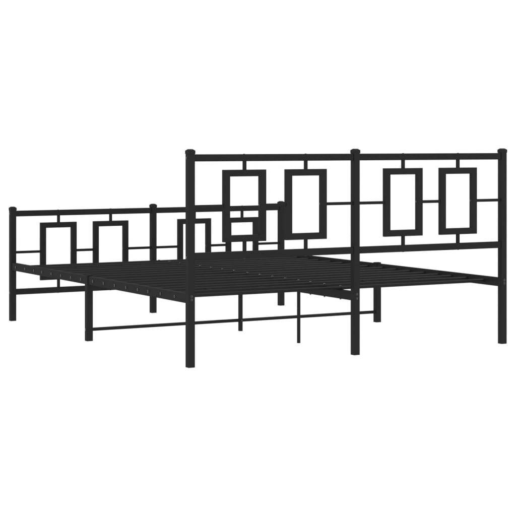 Metalni okvir kreveta uzglavlje i podnožje crni 150x200 cm