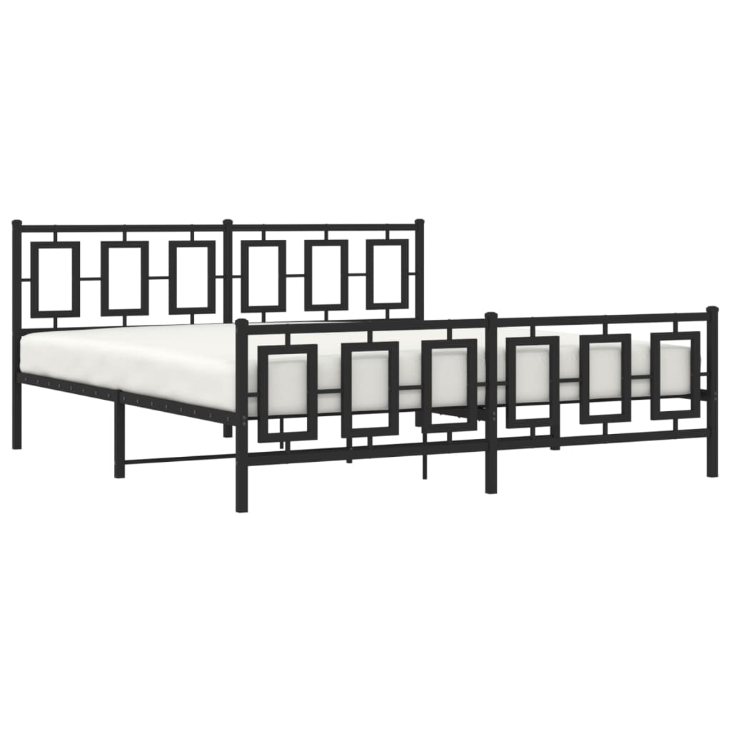 Metalni okvir kreveta uzglavlje i podnožje crni 183x213 cm