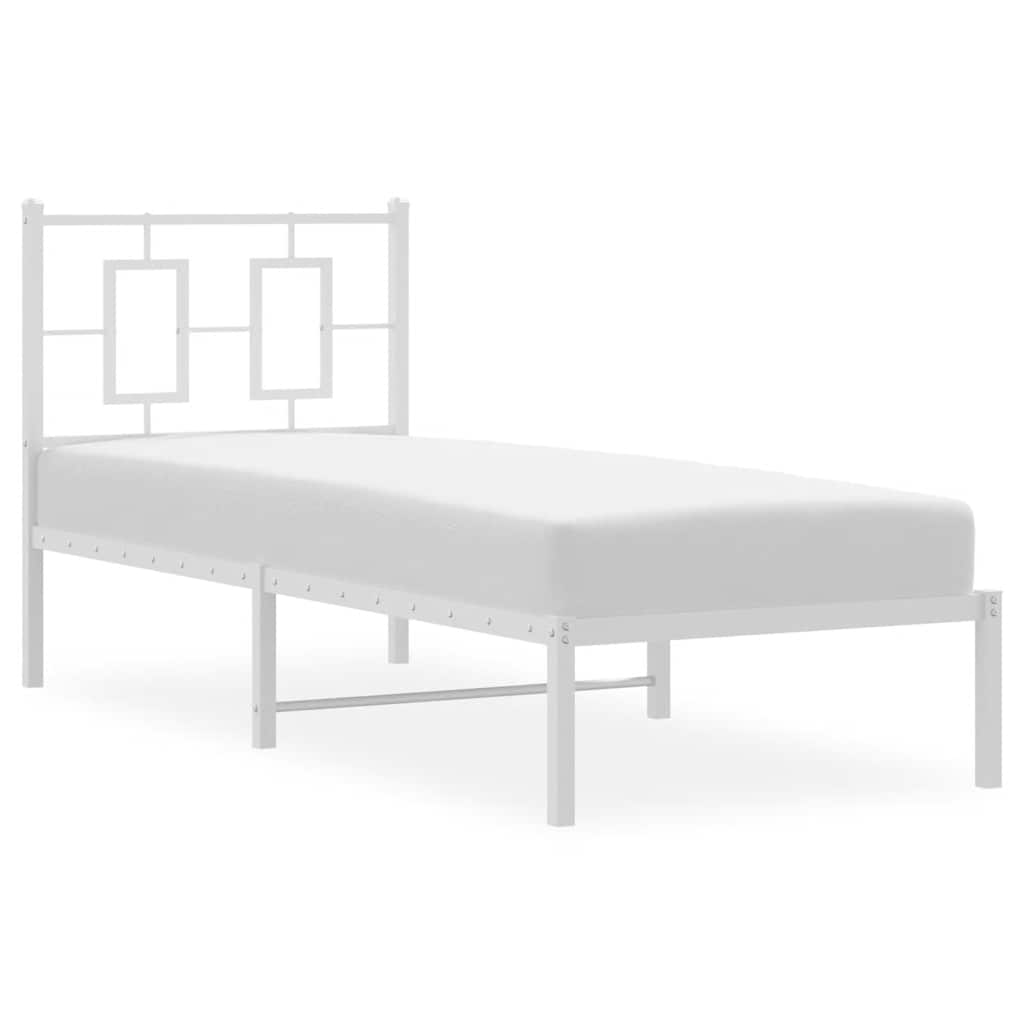 Metalni okvir krevet bez madraca s uzglavljem bijeli 75x190 cm