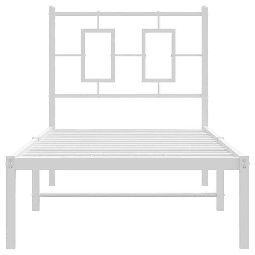 Metalni okvir krevet bez madraca s uzglavljem bijeli 75x190 cm