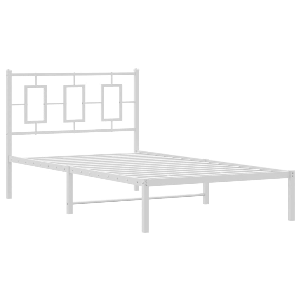 Metalni okvir za krevet s uzglavljem bijeli 100x190 cm