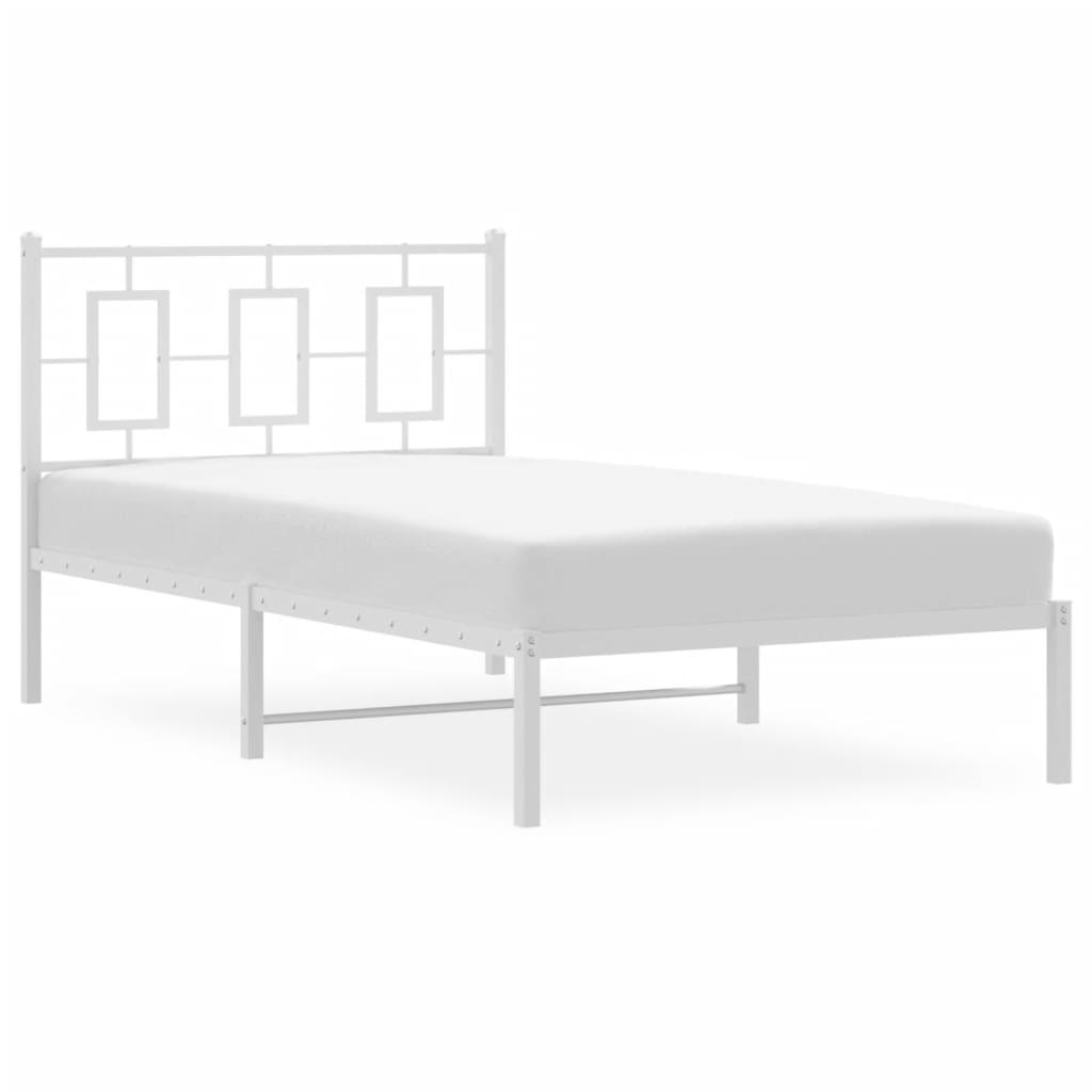 Metalni okvir za krevet s uzglavljem bijeli 100x190 cm