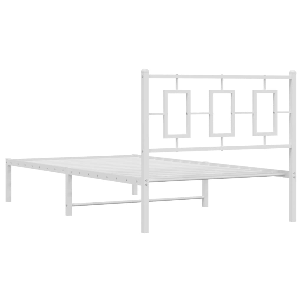 Metalni okvir za krevet s uzglavljem bijeli 100x190 cm